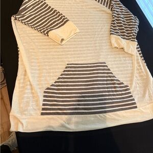 Umgee Cream and Brown Striped Top